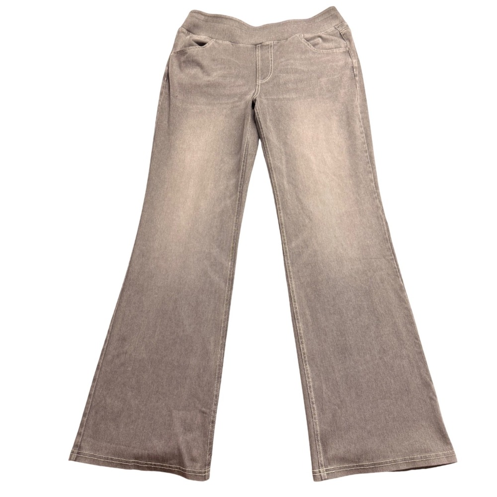 Halara Gray Wide Leg High Waisted Pull On Stretch Denim Look Pants Large NWT